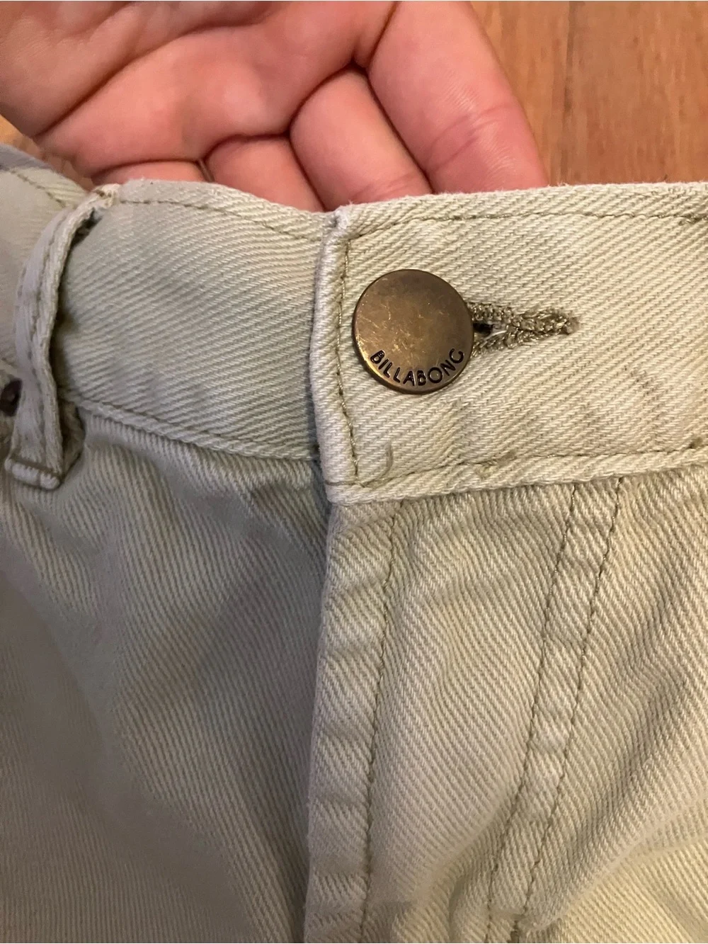 Billa Bong Frayed Hem Canvas Shorts in Light Sage